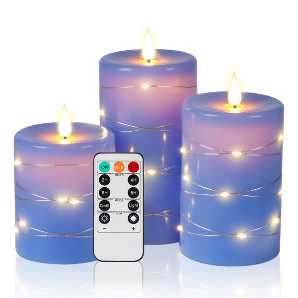 Da by Da by LED Kerzen, 3 LED-Batteriekerzen, mit 11-Tasten-Fernbedienung,