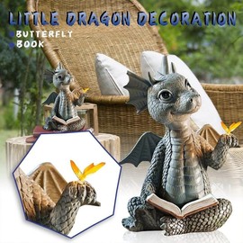 Courtyard Dragon Sculpture Wall Decoration, Weatherproof Resin Statue Miniatures, Beautiful Resin Garden Dragon Statue Art Figures Decor Ornaments for Patio Yard (Style A)
