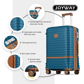 Joyway Luggage Set 3 Piece Suitcase Sets with Spinner Wheel,Hardside Expandable Travel Laggage with TSA Lock (20/24/28 Navy Blue