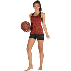 icyzone Women Workout Yoga Spaghetti Strap Racerback Tank Top with Built in Bra(L, Burnt Ochre)