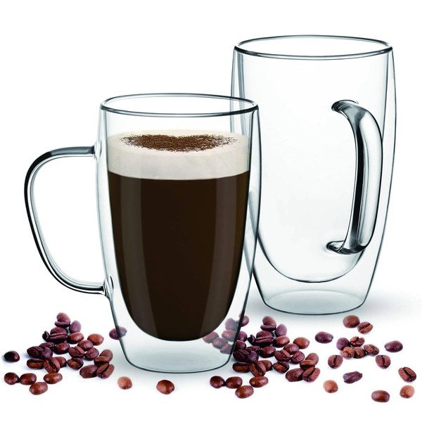 Espresso Cups Set Of 2, Double Walled Glass Coffee Mugs
