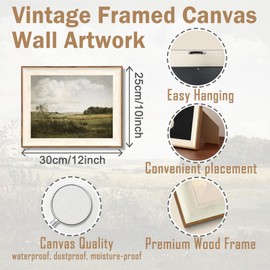 ASTRDECOR Framed Canvas Wall Art for Bedroom, Vintage Nature Wall Art for Home Decor Aesthetic, Mountain Pictures Green Wall Decor Living Room, Meadow Oil Painting Landscape Artwork Prints-10''x12''