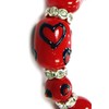 Linpeng Painted Heart Red Stretch Beaded Bracelet