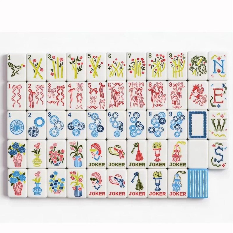Custom Blue 4-Tier Luxury American Mahjong Set with 160 Acrylic