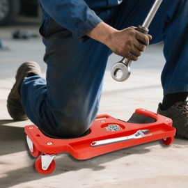 Rolling Kneel Pad with Tool Tray Holder, 220lbs Capacity Automotive Garage Repair Low Profile Under Car Rolling Creeper with 5 Swivel Wheels, for Home Workshop Auto Repairing, 20.08" x 5.51", Red