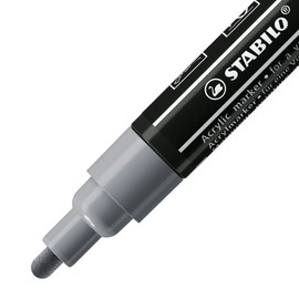 Acrylic Marker - STABILO FREE Acrylic - T300 2-3mm Bullet Tip - Box of 5 - Dark Grey