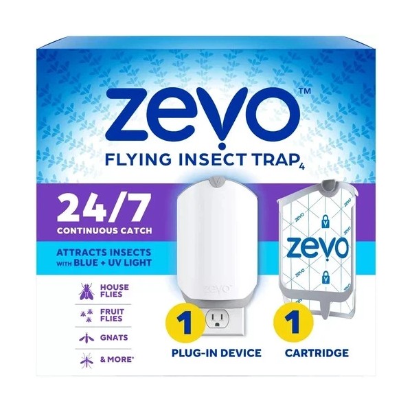 Zevo Flying Insect Indoor Light Fly Trap Starter Kit, &