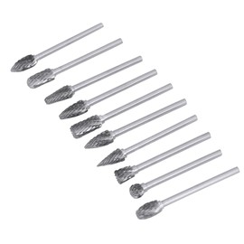 10 Piezas de Tungsteno de Doble Corte 3000 Fresas de Ajuste de Piedra Limas Rotativas de Carburo Sólido de Acero Juego de Fresas de Diamante para Carpintería Perforación Tallado