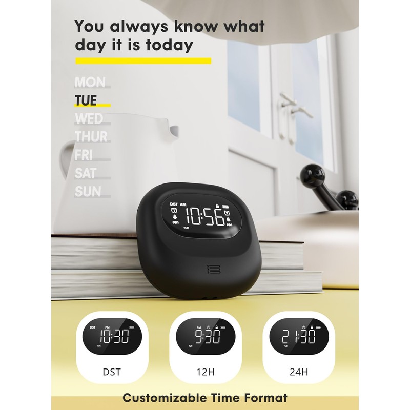 ROCAM Loud Dual Alarm Clock with Bed Shaker, Vibrating Alarm