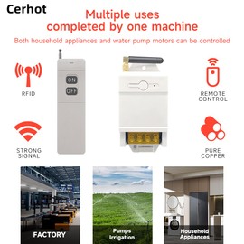 cerhot AC 110V/120V/220V 3000m 30A High Power Wireless Remote Light Switch, Outdoor Light Switch, Wireless Remote Control Switch, for Water Pump, Lighting (White 3000m 1V1 AC 100V-240V)