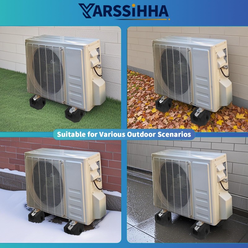 Yarssihha 4pcs Mini Split Rubber Base Pad for 9000-60000 BTU
