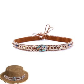 ArrErr Western Cowboy Hat Bands Rhinestone Ethnic Hat Belts Rural Cowgirl Hatbands for Men Women Classic Roll Up Fedora Hat Wide Brim Panama Jazz Cowgirl Hat Straw Cowboy Hats Suede Hat