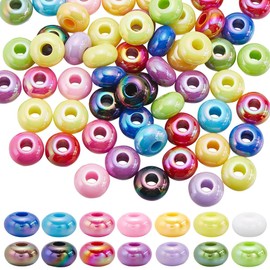 SUNNYCLUE 1 Box 100Pcs 10 Colors Flat Round Acrylic Beads Abacus Beads Large Hole Acrylic Bulk Oblate Colorful Separated 14mm Lentil Bead for Jewelry Making DIY Earring Bracelet Decoration Crafts