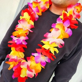 Hawaiian Flower Lei Hula Pink White 2ea