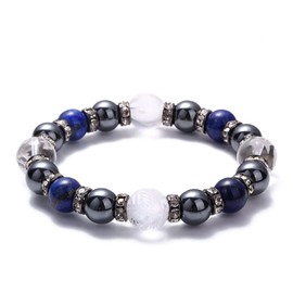 Kyozyudo, Power Stone Bracelet, Goes Great With Everything, Choice of Birthstone, Gold, Luck, Wealth, Health, Four Gods X Hematite, 0.5 inch (12 mm), Cleansing, Natural Stone