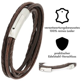 Simaru Leather Bracelet for Men and Women, Premium Genuine Leather with Stainless Steel Hook Clasp, Made in Germany, Leather, 0