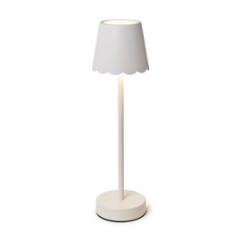 Two's Company Scalloped Edge Shade LED Cordless Table Lamp, 14.5-Inch, White