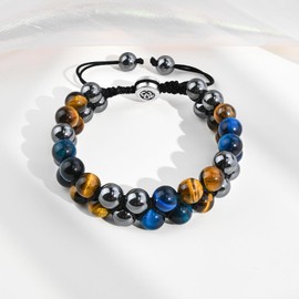 BOCHOI To My Son Leather Bracelet for Men - Natural Stone Inspirational Gift for Birthday, Graduation - Men's Bracelet