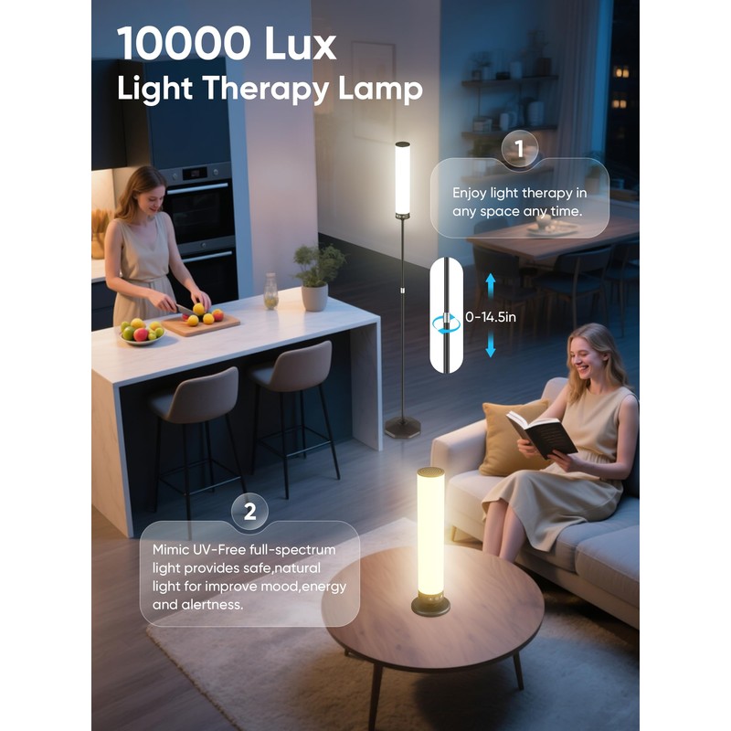 OYADISIIOP Light Therapy Lamp 10,000 Lux Happy Therapy Light with