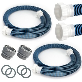 2 Pack 6ft EVA Pool Hose with 40mm Hose to 1 1/2 Inch Inlet/Outlet Adapter Conversions for Above Ground Pools Long Swimming Pool Replacement Filter Hoses for Pool Pumps Saltwater Sand Filters (Blue)