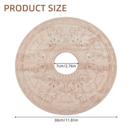NICENEEDED Wood Ceiling Medallion 12 Inch OD x 2.8 Inch ID, Lighting Ceiling Cover Plate Ceiling Fan Medallion, Vintage Carved Flower Ceiling Medallion