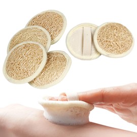 6 PCS Exfoliating Loofah Sponge Pad Scrubber, Natural Luffa Face Body Scrub Pad Cleaning Makeup Loofa Brush for Women Men Bath Spa Shower