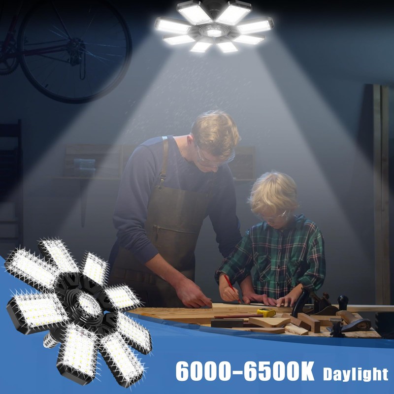 Aoretic LED Garage Lights Bulb 8 Panels 2 Pack -200W,