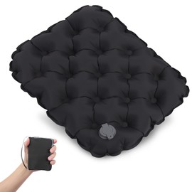 Inflatable Air Cushion Seat, Portable Travel Seat Cushion for Camping, Office Chair, and Long Sitting, Foldable and Lightweight Seat Pad for Comfort and Pressure Relief (black)