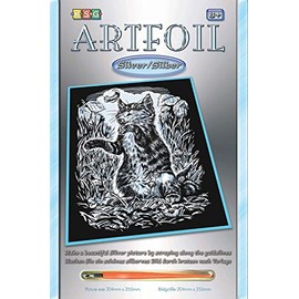 MAMMUT 8251034 - Artfoil, Kratzbild, Tiermotiv, Kätzchen, Katze, silber, Komplettset mit Kratzbild, Kratzmesser und Anleitung, Scraper, Scratch, Kratzset für Kinder ab 8 Jahre