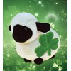 DolliBu Valais Blacknose Sheep Stuffed Animal with Green Plush Shamrock