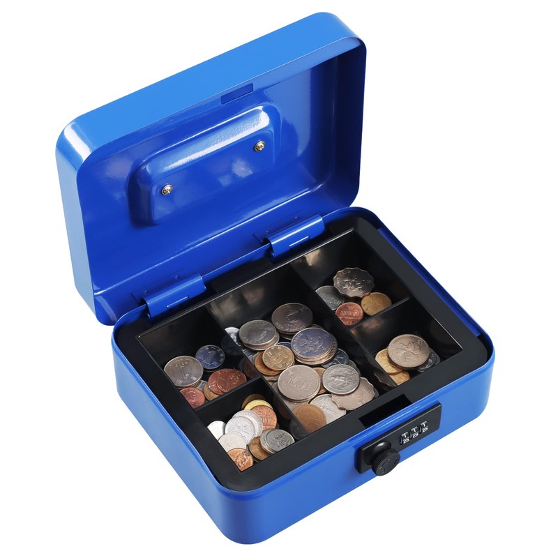 xydled Steel Cash Box Safe with Combination Lock,Money Safe Box