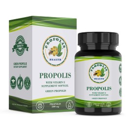 Propolis Health Propolis Capsules 1000mg-Daily with Vitamin E Per dose - Pure Brazilian Green Propolis Extract - Immune Booster 50 Days Supply -100 Capsules