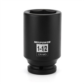 MIXPOWER 3/4" Drive Deep Impact Socket, 1-1/2", CR-MO, SAE, 6 Point, Axle Nut Impact Grade Socket for Easy Removal
