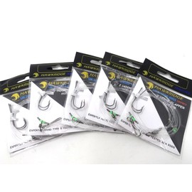 HAWKRIDGE RIG PRO SERIES - 5 Packs of Double Hook Type Commercial Quality FLAPPER Ready Tied Rigs - Ideal for Sea and Shore Fishing (5 pack - 2 Hook - Size 1/0)