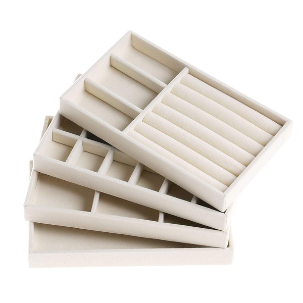 Jewellery Trays for Drawers, Set of 4 Stackable Jewellery Inserts