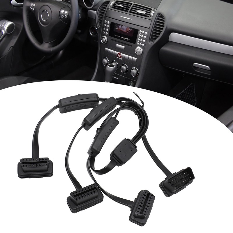 OBDII Flat Noodle Cable 16 Pin 1 in 3 Splitter