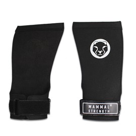 Mammal Strength Mammal Grips (Wide) Gymnastic Hand Grips - Fingerless / 0-Hole - Used by Men & Women in Weightlifting, WOD, Pull Ups, Muscle ups, Palm Protection, Hand guards(BLACK, SMALL)