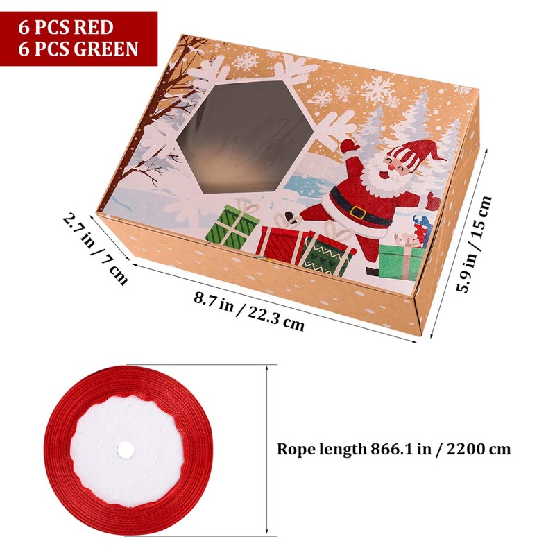 Cabilock 12pcs Christmas Cookie Boxes Packaging Kraft Paper Candy Boxes