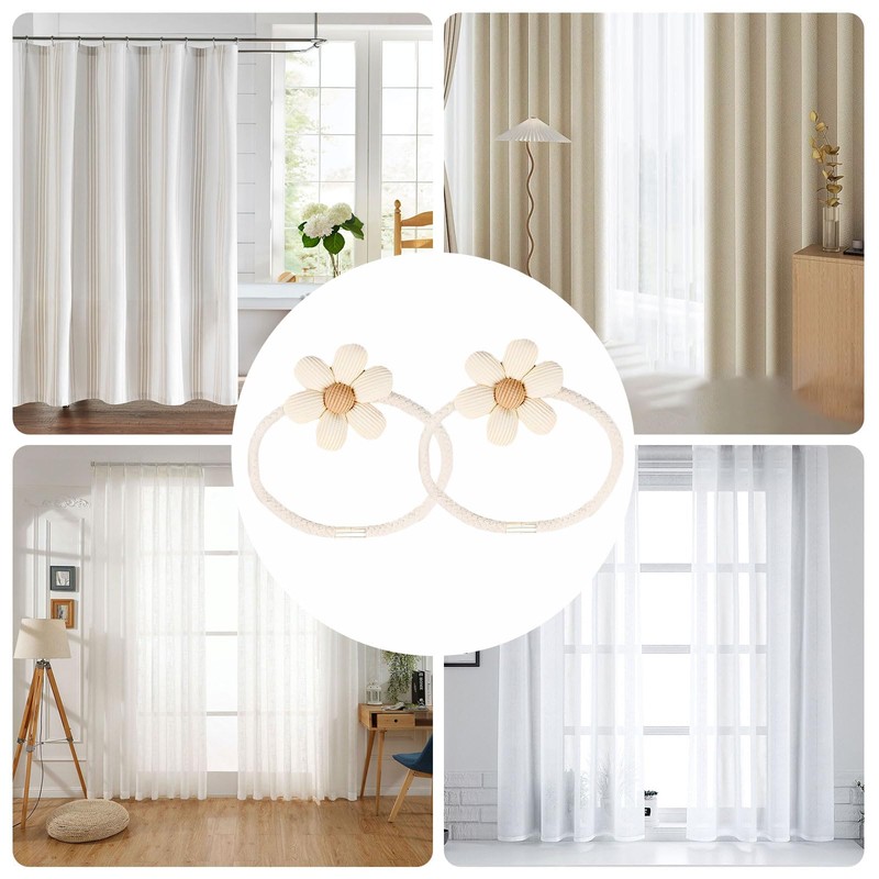 DEFIYEAR 2PCS Magnetic Curtain Tie Backs, Flower Shaped Curtain Binding