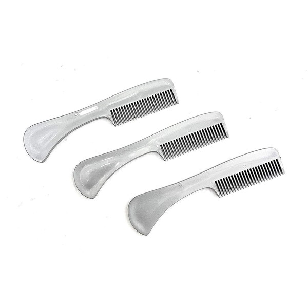 G.B.S Unbreakable Baby Doll Comb X-.for Grooming Fine Toothed Comb, Small Pocket Size Designed for Beard and Mustache Saw-Cut - Metallic Gray (Pack of 3)