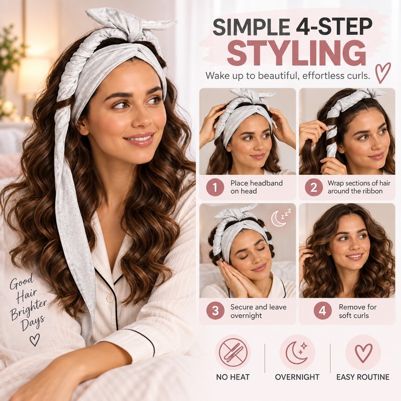 Heatless Curling Headband for Overnight Hair Styling – Soft Polyester