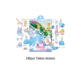 Damoff Cinderella Temporary Tattoos - 100pcs Multicolor Waterproof Kids Temporary Tattoos