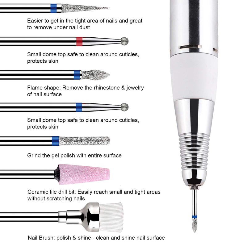 GreenLife® 7pcs Nail Drill Bits Kit Emery Diamond Bit Set