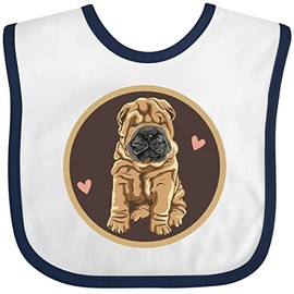 inktastic Chinese Shar-Pei Dog Art Baby Bib White and Navy 3cffd