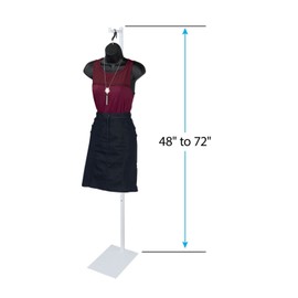 SSWBasics Adjustable White Costumer Stand – Single Arm Clothes Rack - Retail Clothing and Garment Display Stand – Ideal For Showcasing Hanging Items In Thrift Shops, Boutiques and Retail Stores