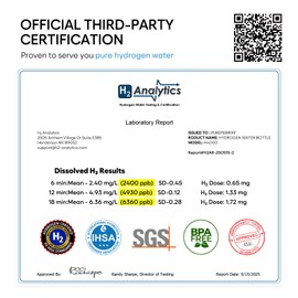 PUREPEBRIX Hydrogen Water Bottle Generator - Up to 6400 PPB, 12-Hour Hydrogen Retention, IHSA Certified SPE/PEM Tech, Portable, Recovery & Thoughtful Wellness Gift (Sliver)