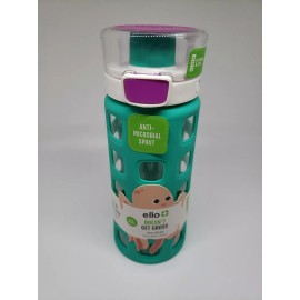 Ello Dash 16oz Plastic Water Bottle Green/Purple NEW Age 3+ Anti-microbial