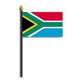 South Africa Flag Rayon On Staff 4 in. x 6 in.