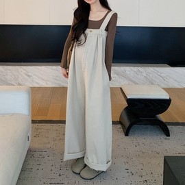 MomKong Cute Maternity Overalls & Pants - Summer, Nursing Friendly Beige Orange/M