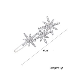Yienate Crystal Starburst Hair Clip Barrette Sparkling Rhinestone Cluster Stars Hairpin Headpieces Fashion Silver Bridal Hair Barrette Wedding Head Clip Accessories for Women Girls